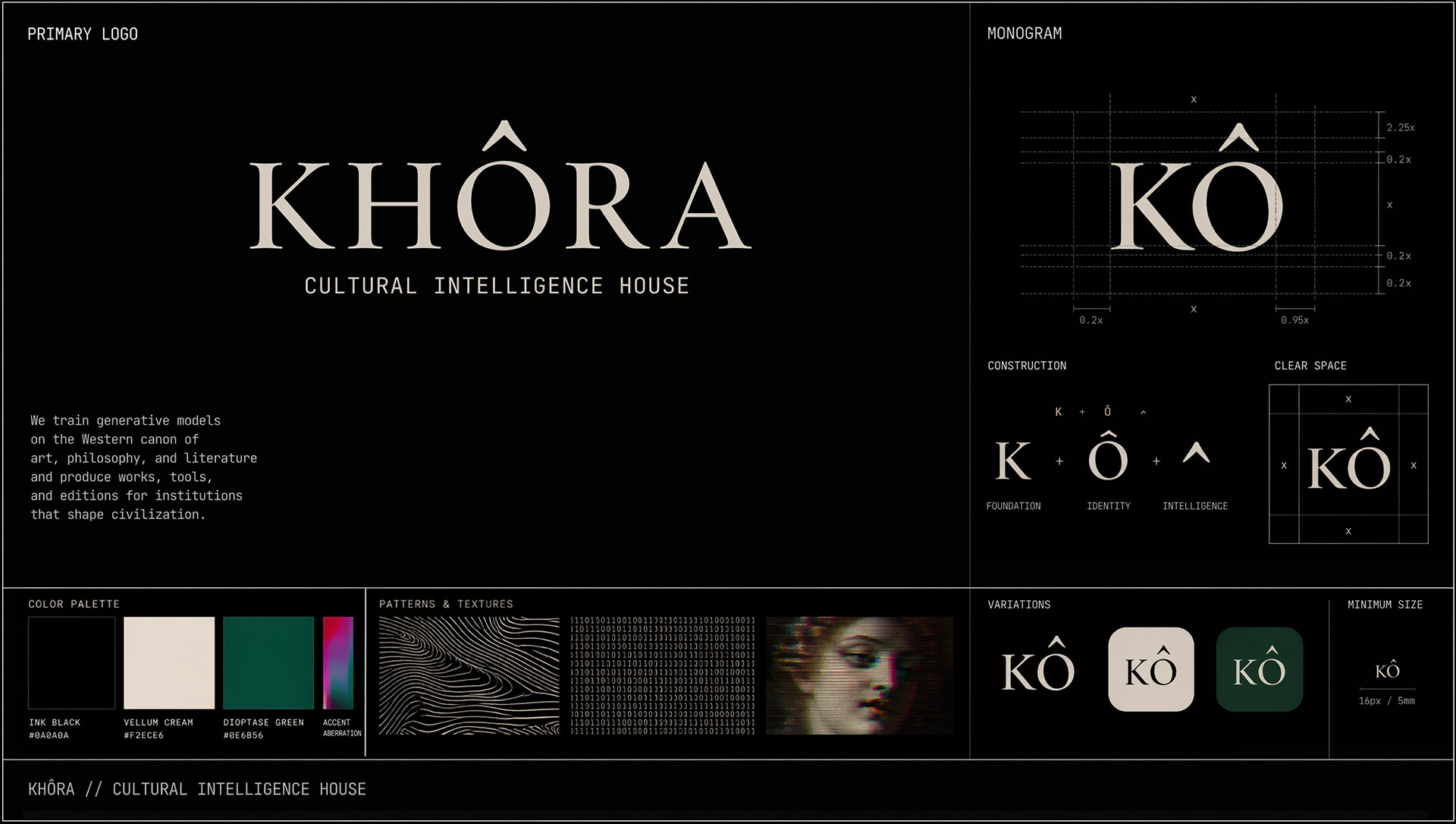 Khôra — logotype and KÔ monogram