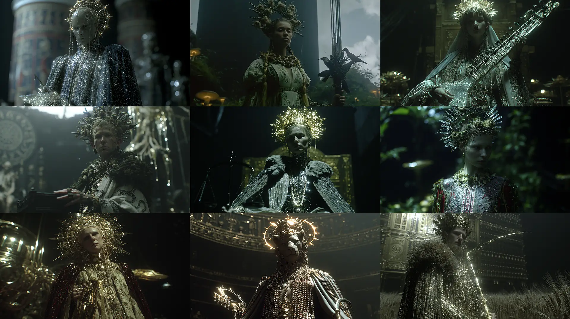 Mythos — character plates across lenses and framings